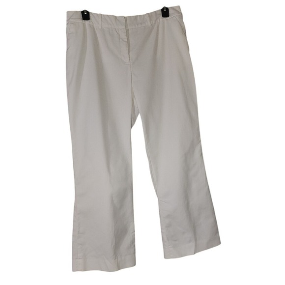 Liz Claiborne White Cotton Blend Cropped Pants Career Casual Size 18 - Picture 1 of 5